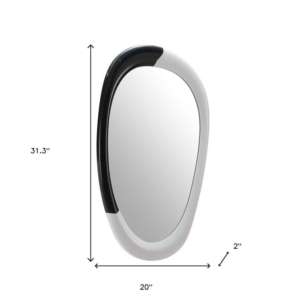 31" Black and White Warped Oval Mirror