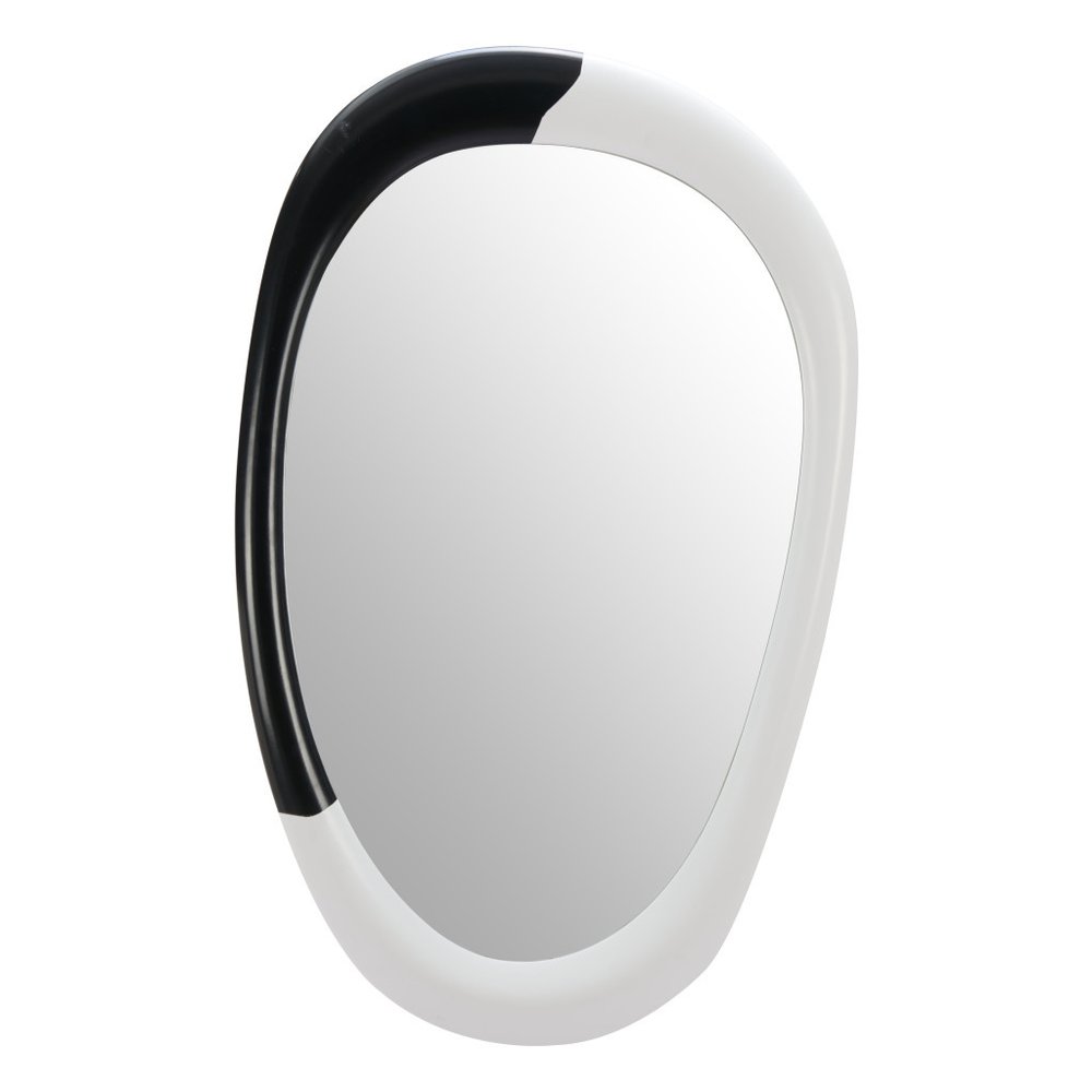 31" Black and White Warped Oval Mirror