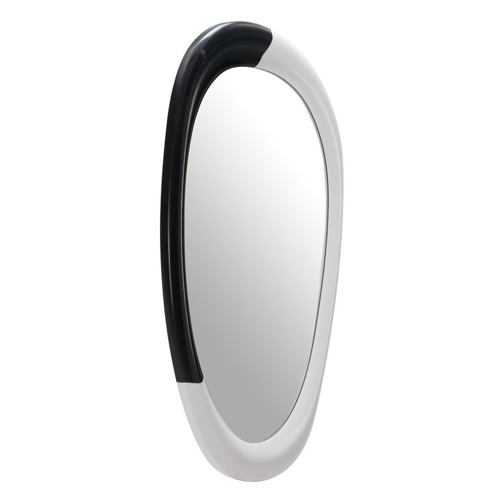 31" Black and White Warped Oval Mirror