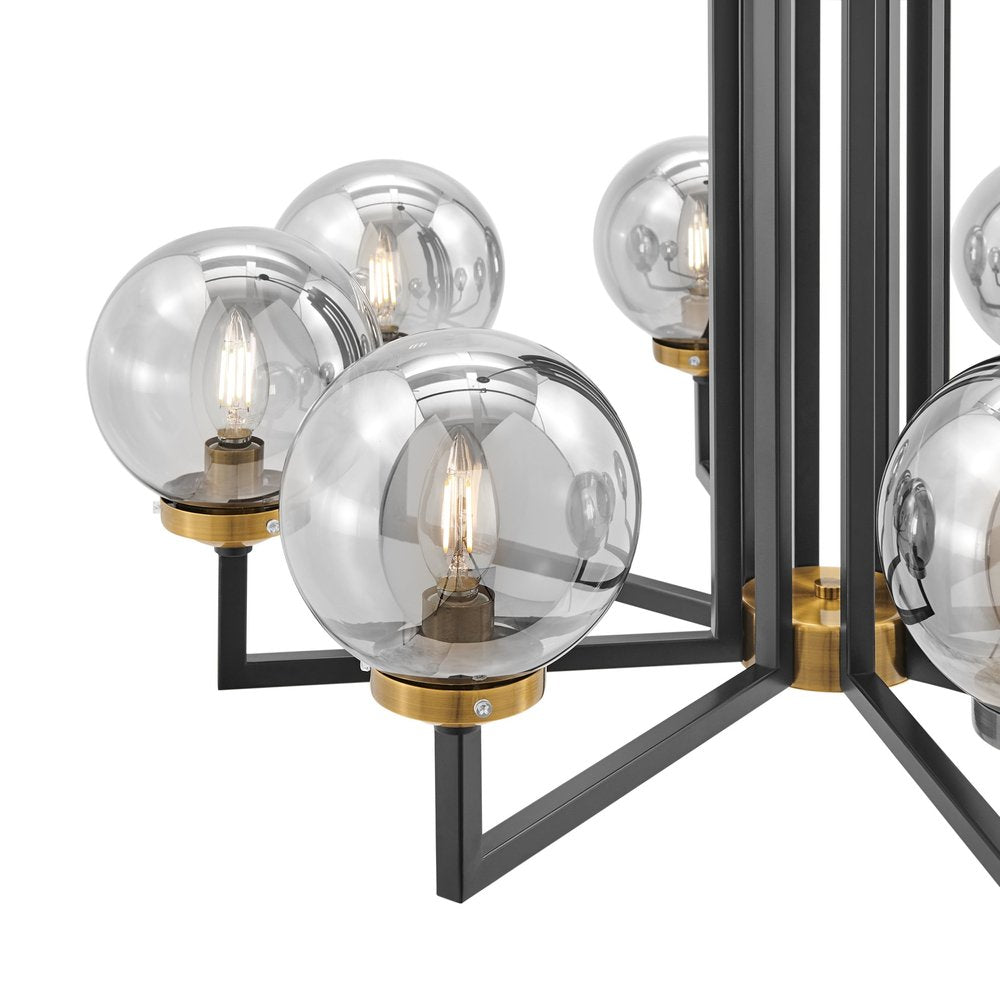 19" Black and Gold 5 Globe Bulb Chandelier