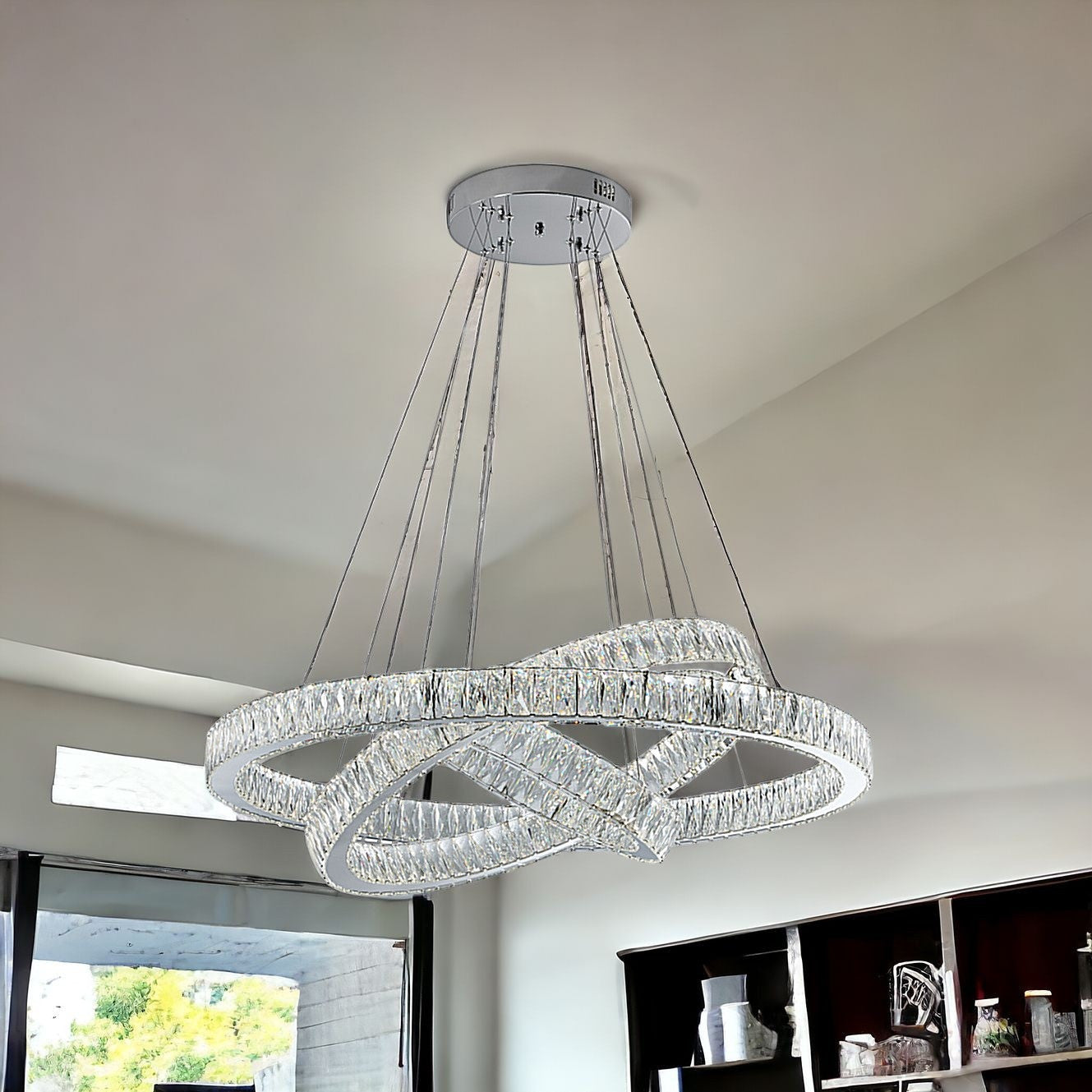 41" 3 Ring Crystal Contemporary Chandelier