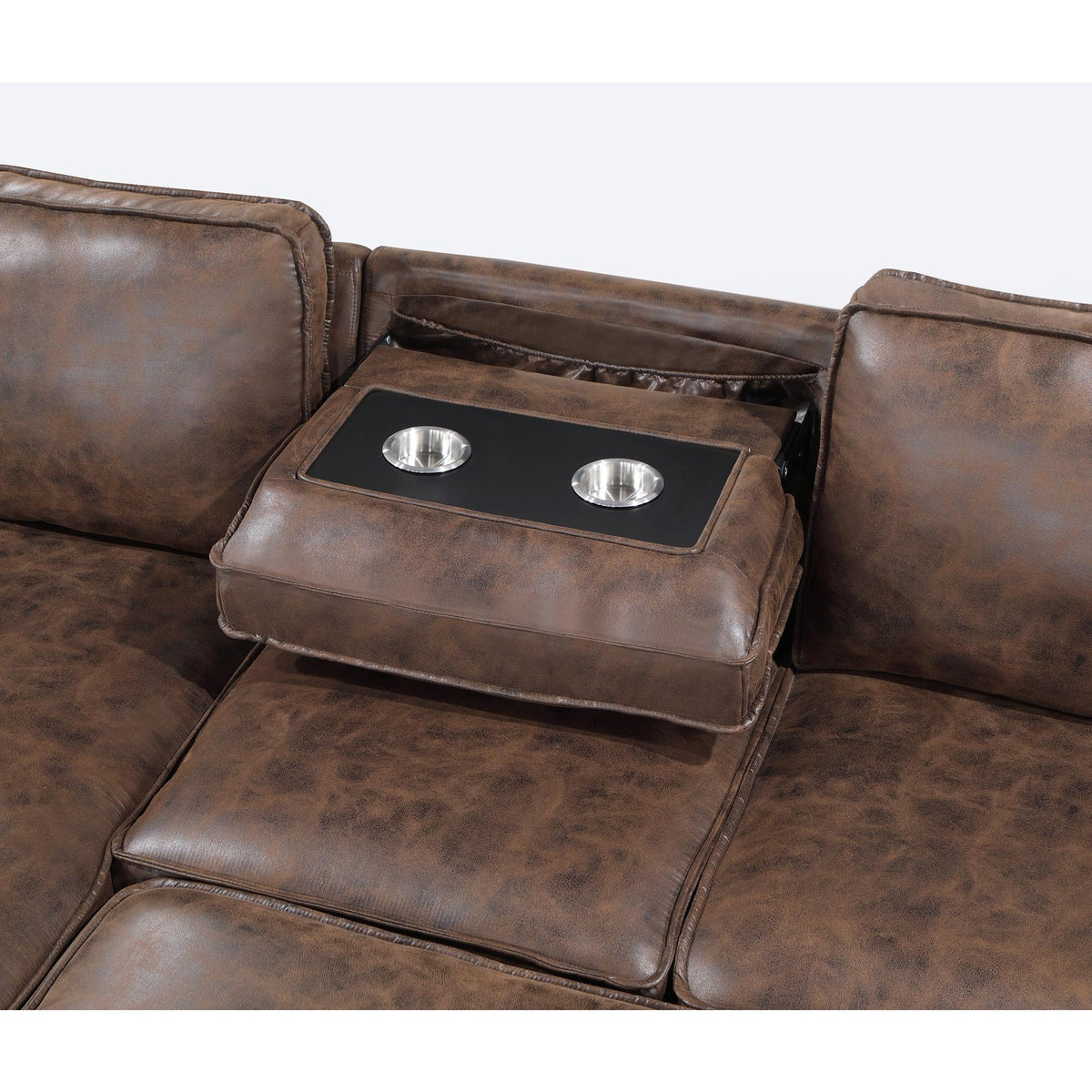 92" Brown Faux Leather Reclining Chaise Sofa