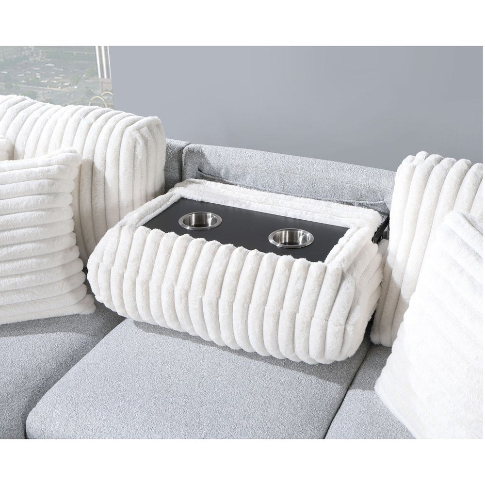 92" Gray Sleeper Sofa with Chaise