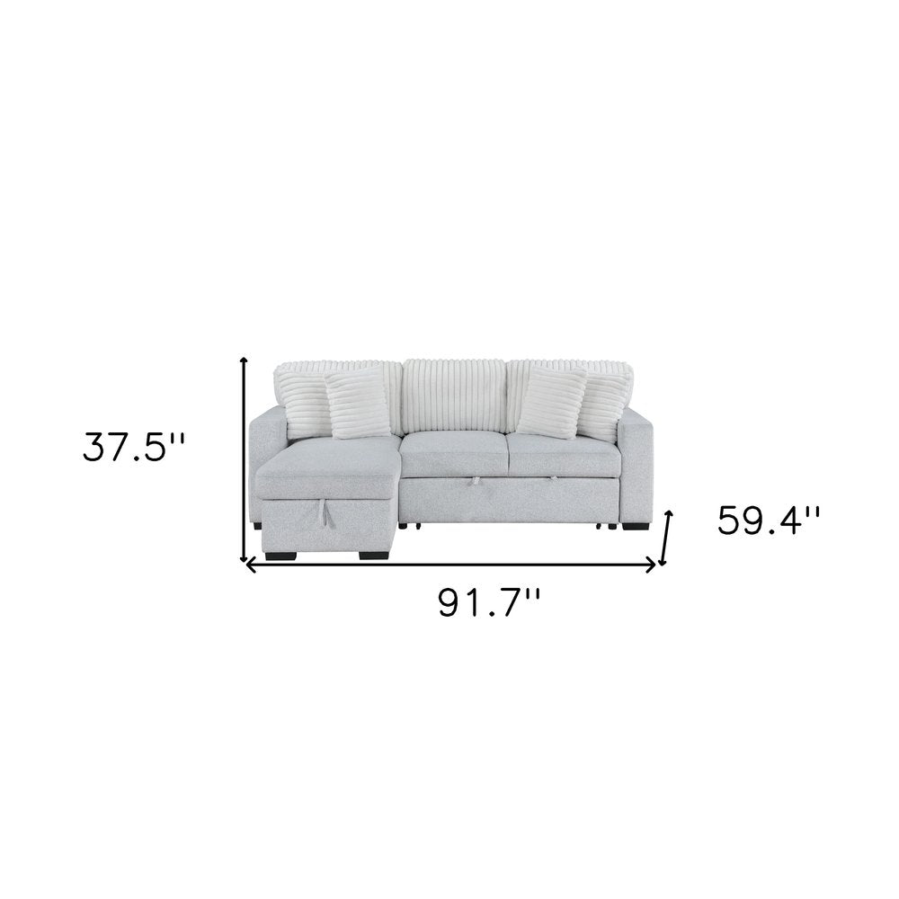 92" Gray Sleeper Sofa with Chaise