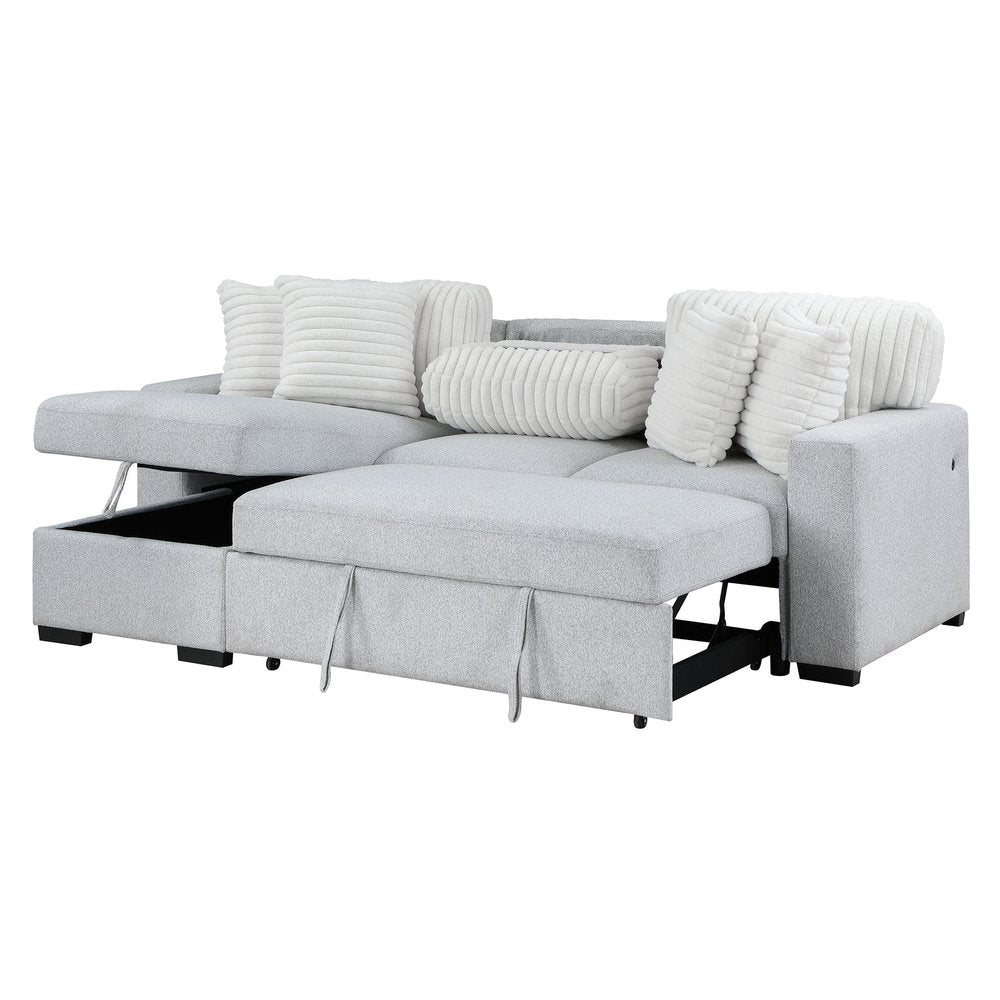 92" Gray Sleeper Sofa with Chaise