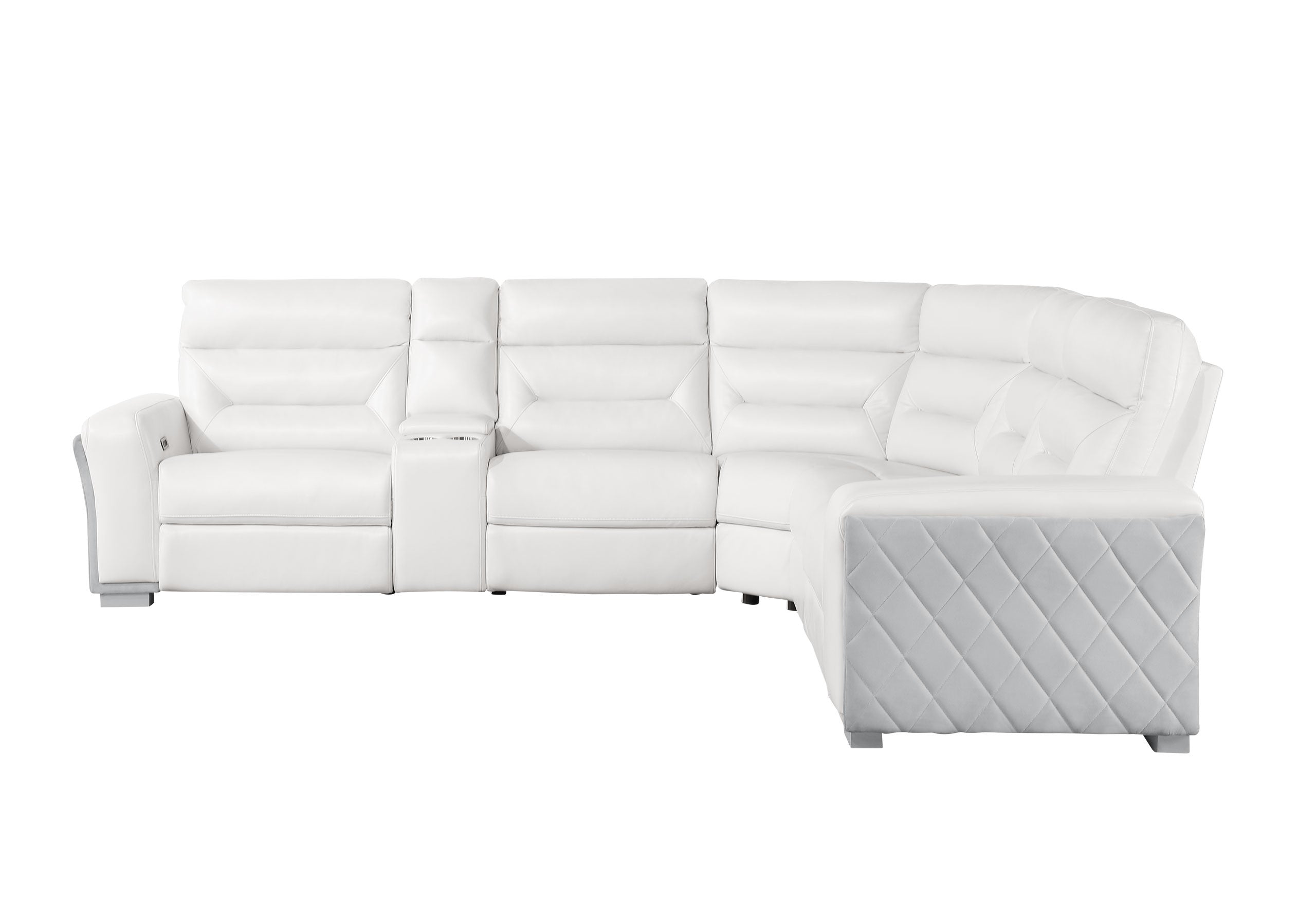 118" 5-Seat White Power Reclining Sectional Sofa