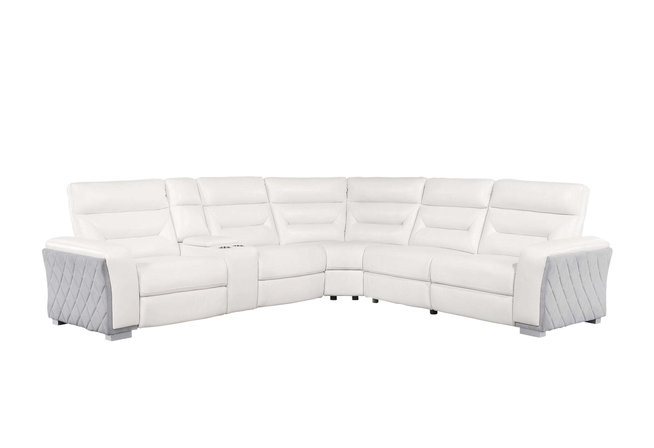118" 5-Seat White Power Reclining Sectional Sofa