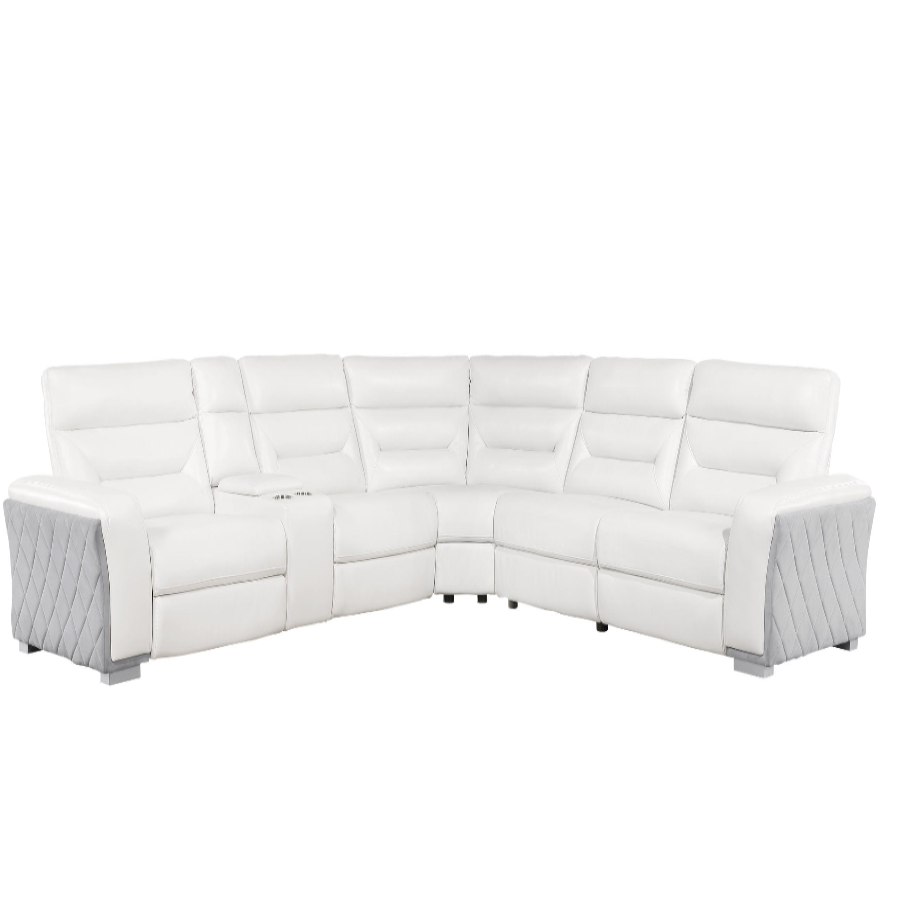 118" 5-Seat White Power Reclining Sectional Sofa