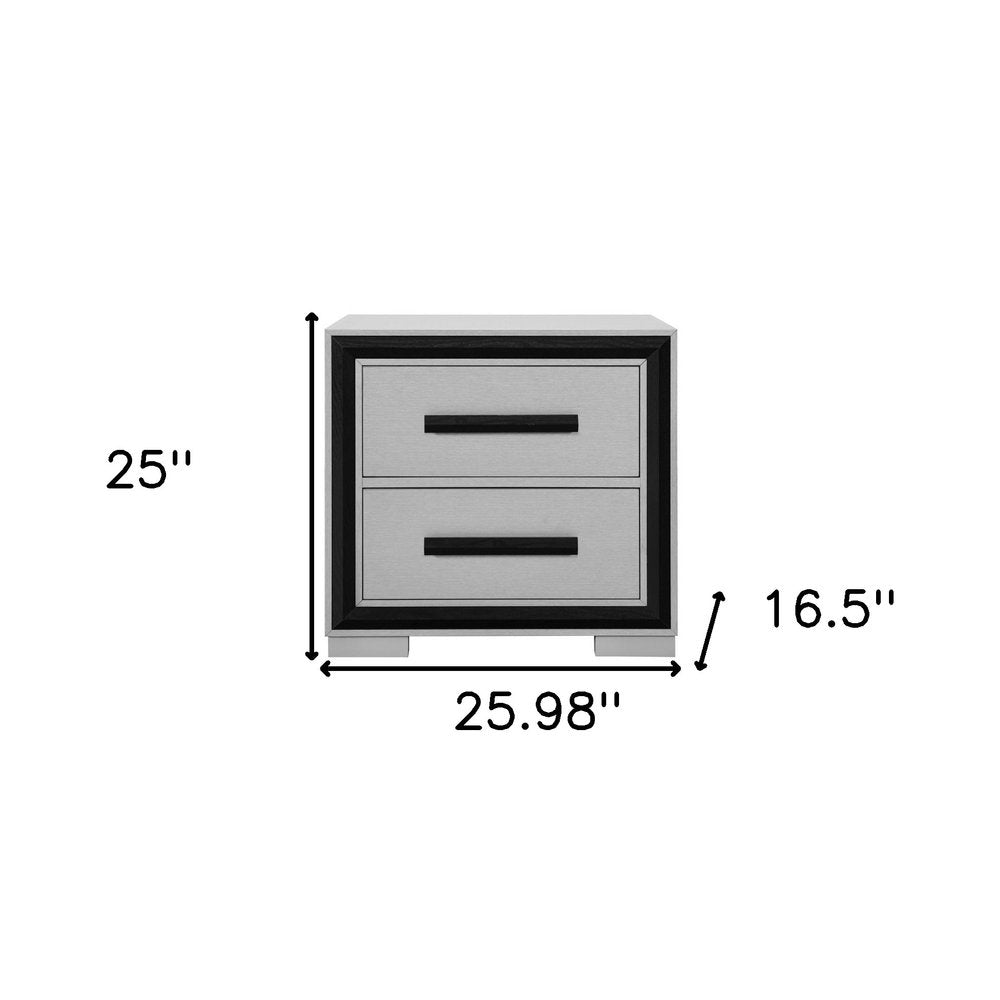 25" Gray and Black Wood Nighstand