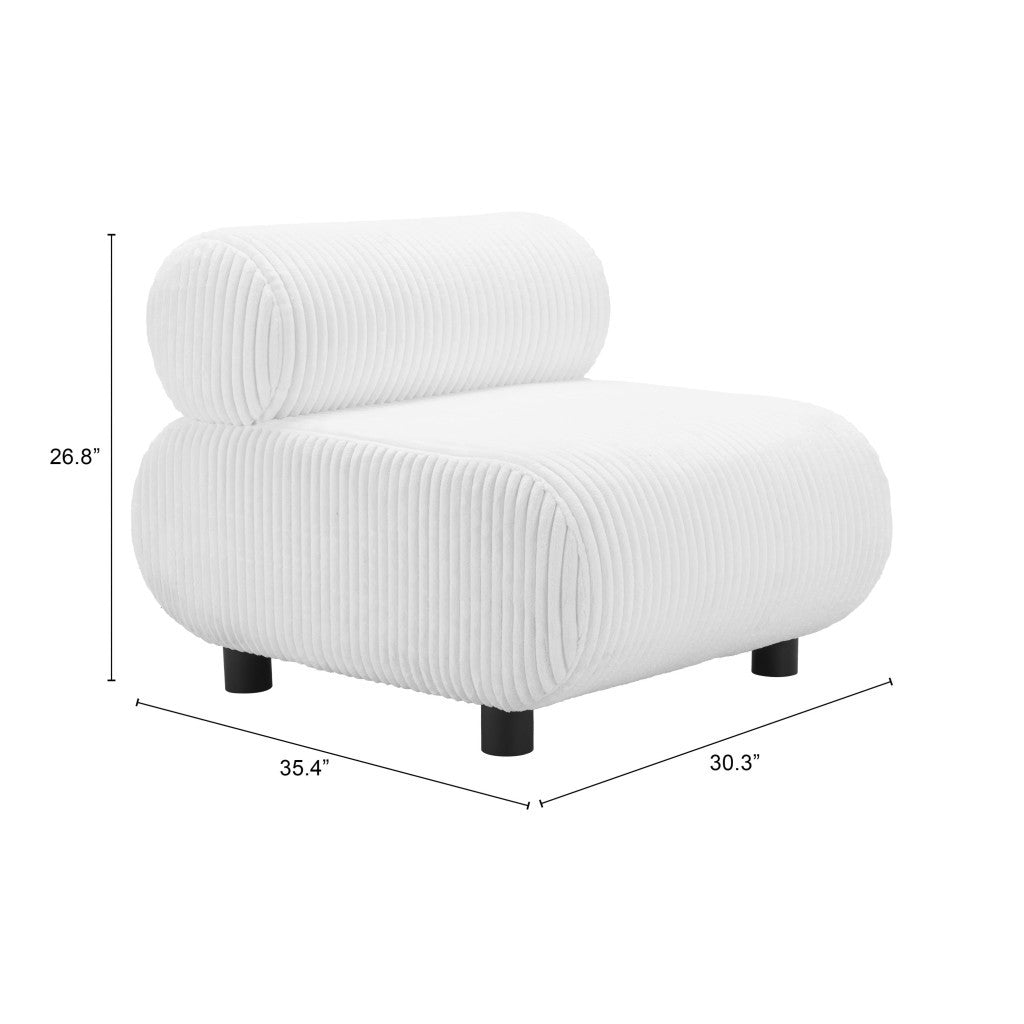 30" White and Black Corduroy Side Chair