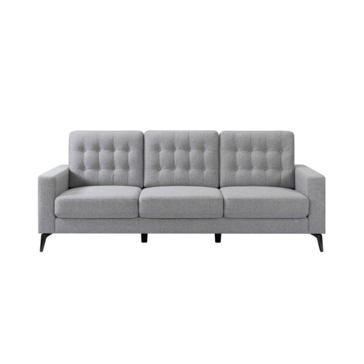 87" Gray Button Tufted Mid-Century Sofa