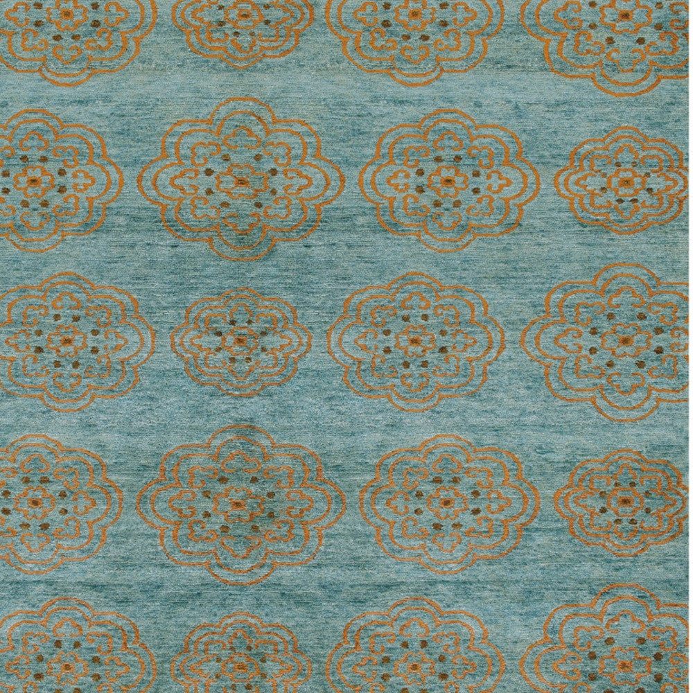 Green and Blue Floral Area Rug