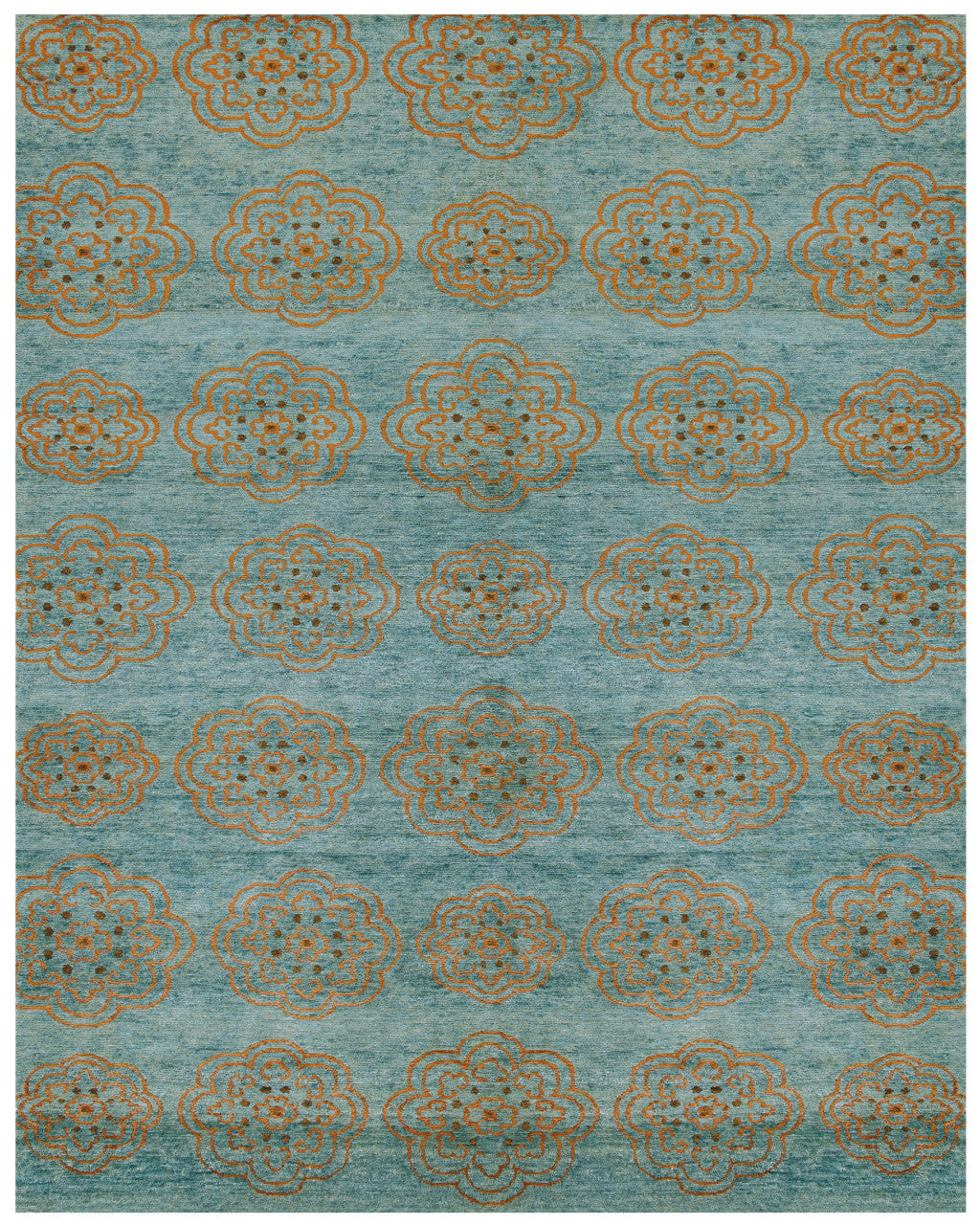 Green and Blue Floral Area Rug