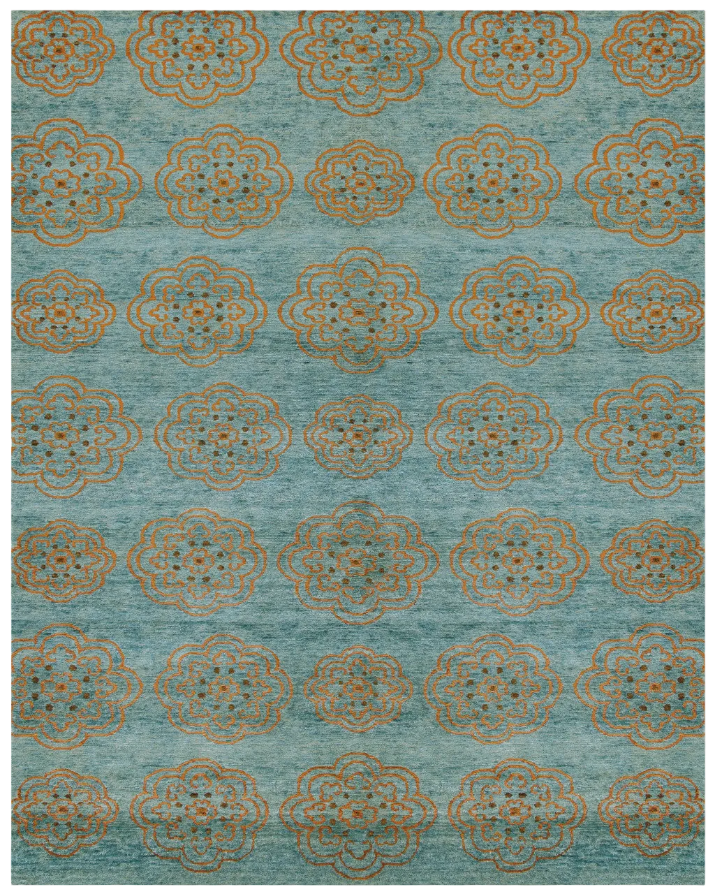 Green and Blue Floral Area Rug