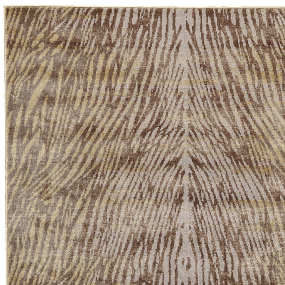 Brown and Tan Faux Animal Print Rug