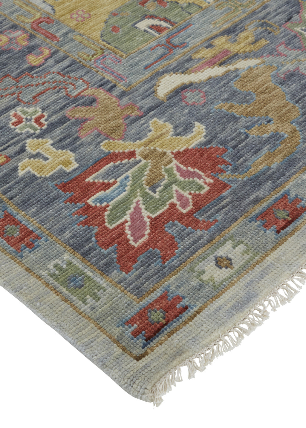 2' x 8' Gray, Blue, and Beige Oriental Runner Rug