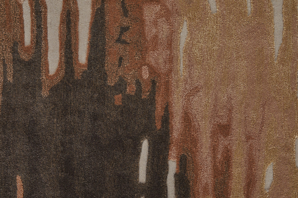 Tan, Brown and Orange Brush Strokes Rug