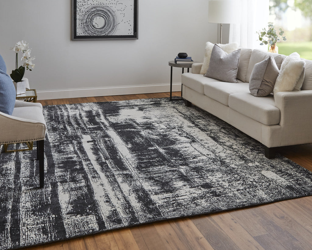 Black and Gray Abstract Rug