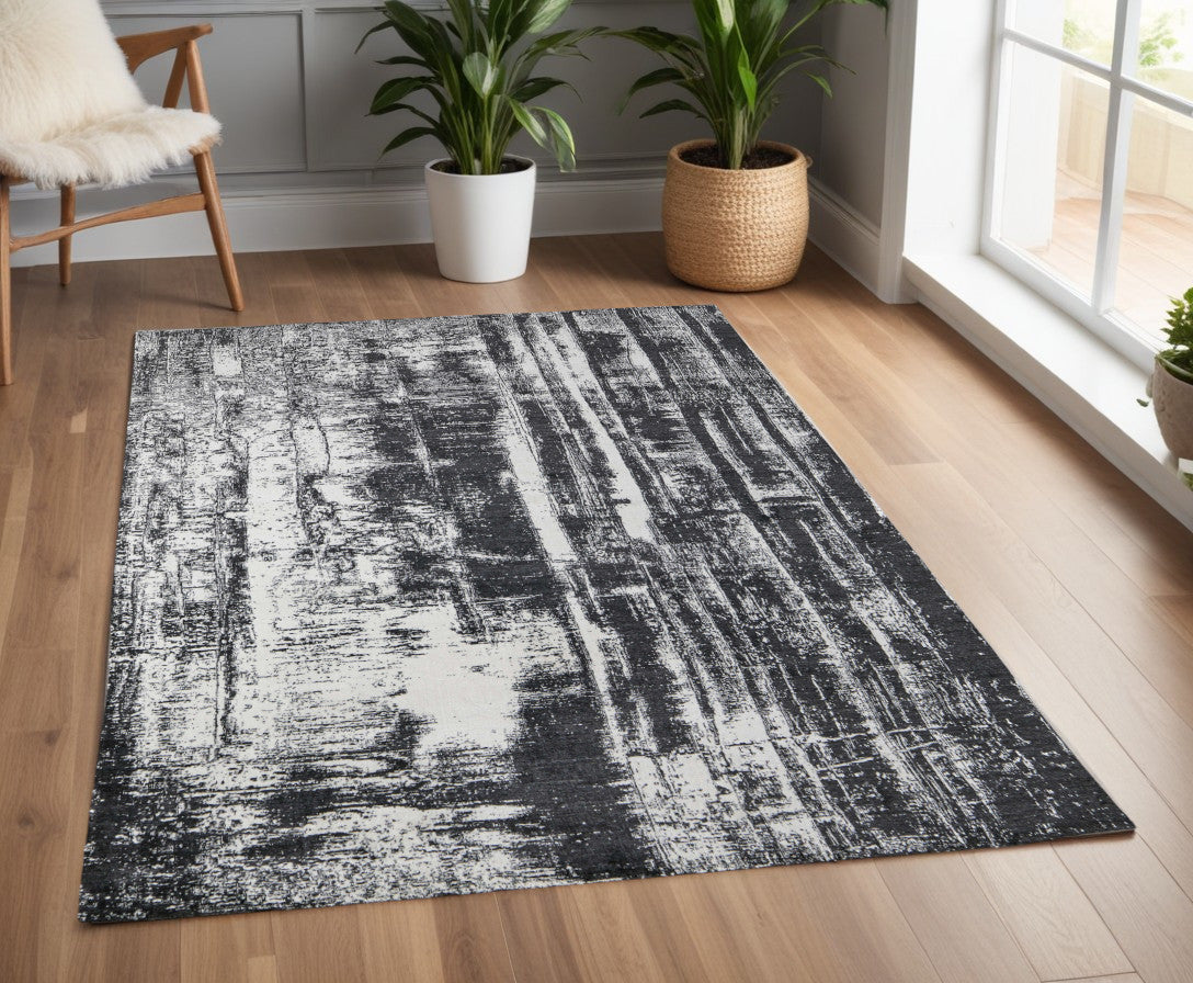 Black and Gray Abstract Rug