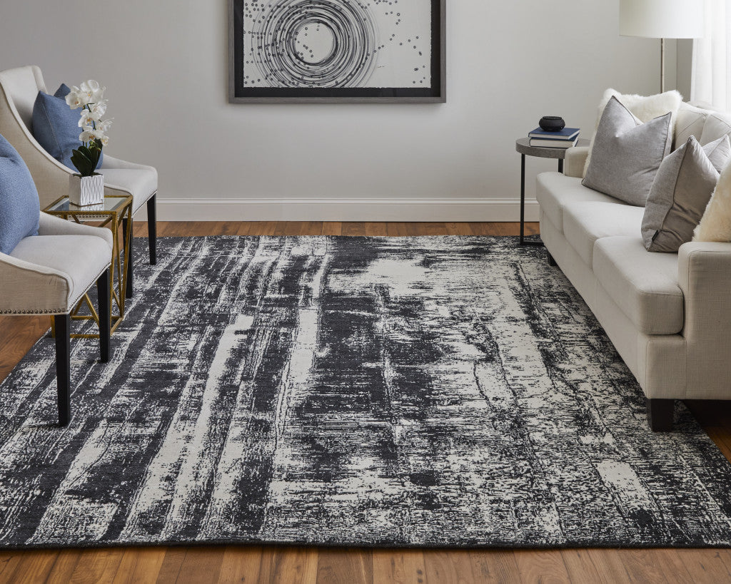 Black and Gray Abstract Rug