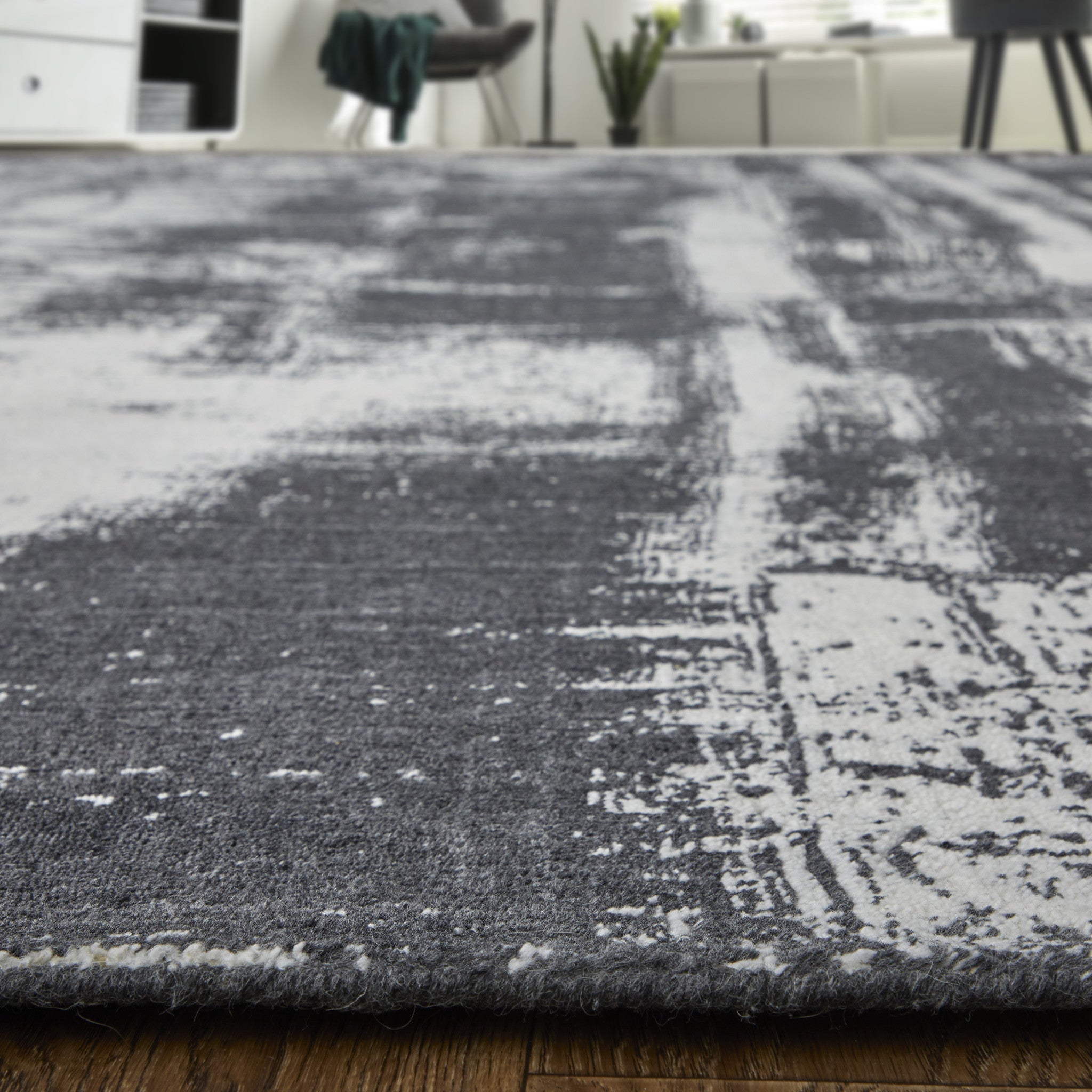 Black and Gray Abstract Rug