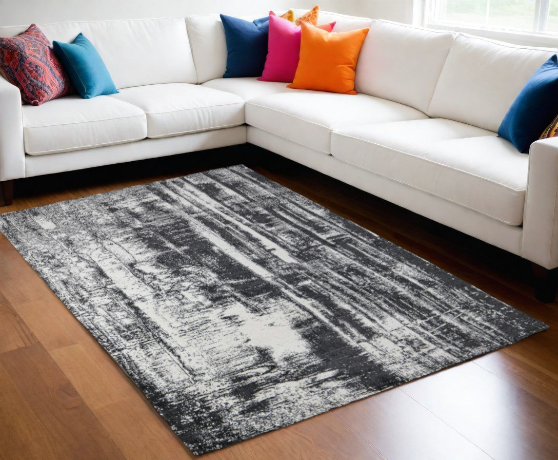 Black and Gray Abstract Rug