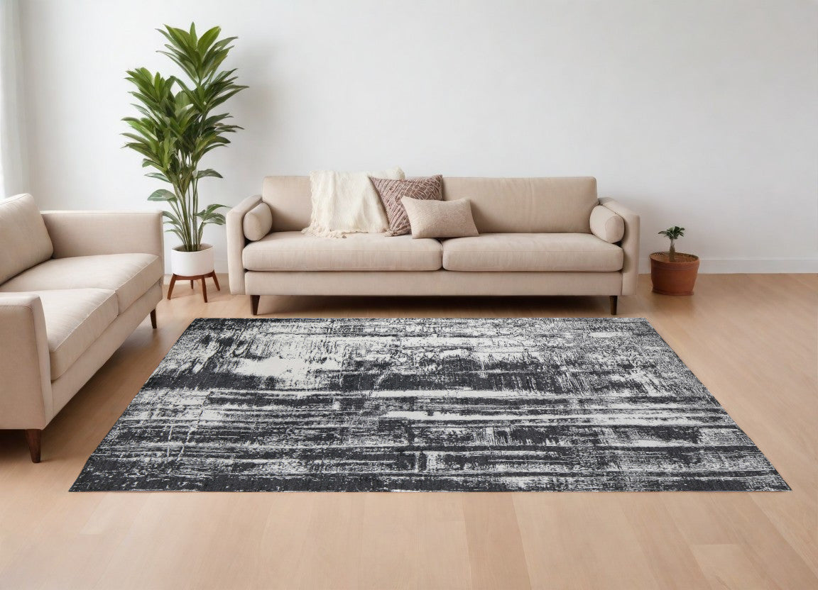 Black and Gray Abstract Rug