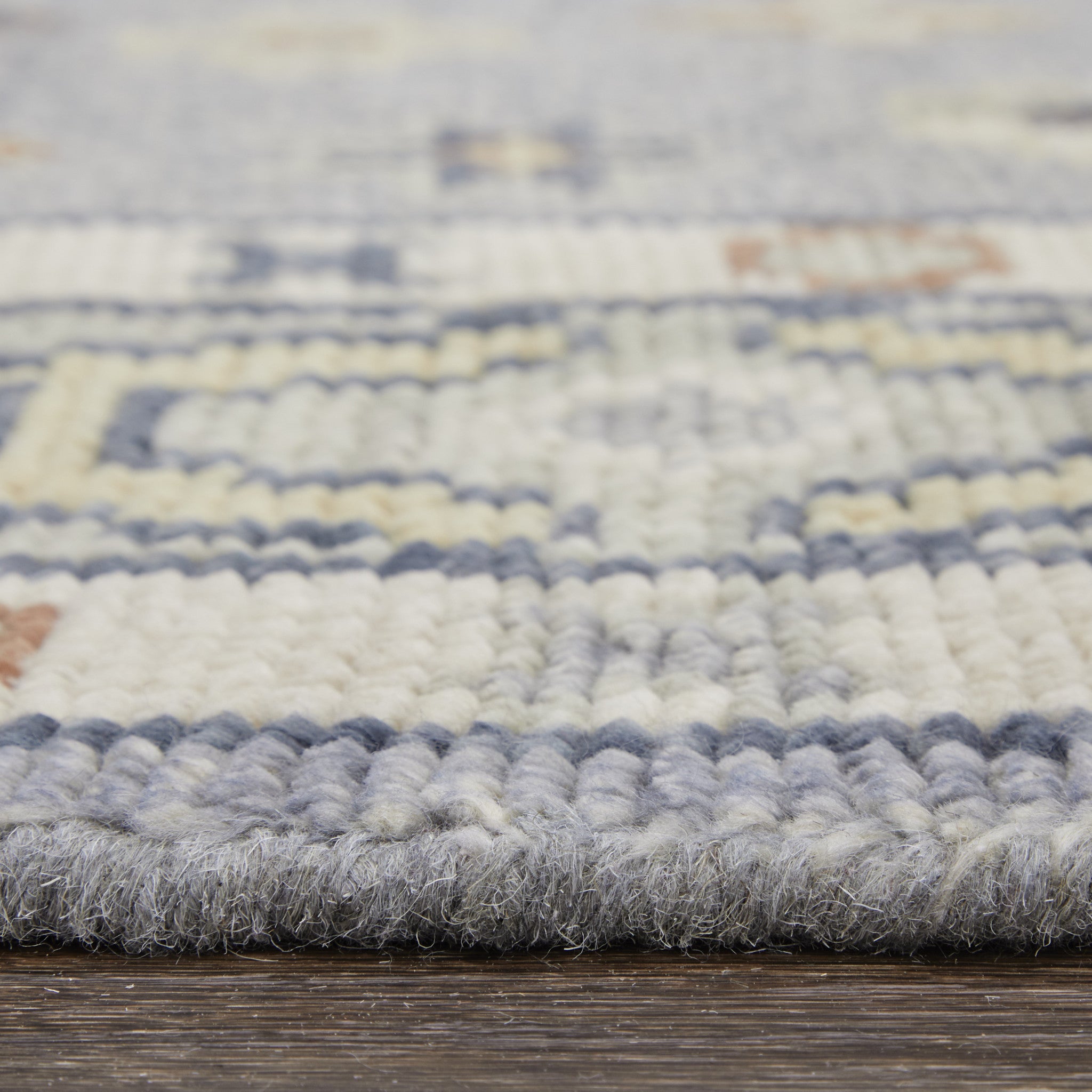 2' x 10' Gray, Blue and Taupe Wool Hand Knotted Bohemian Rug