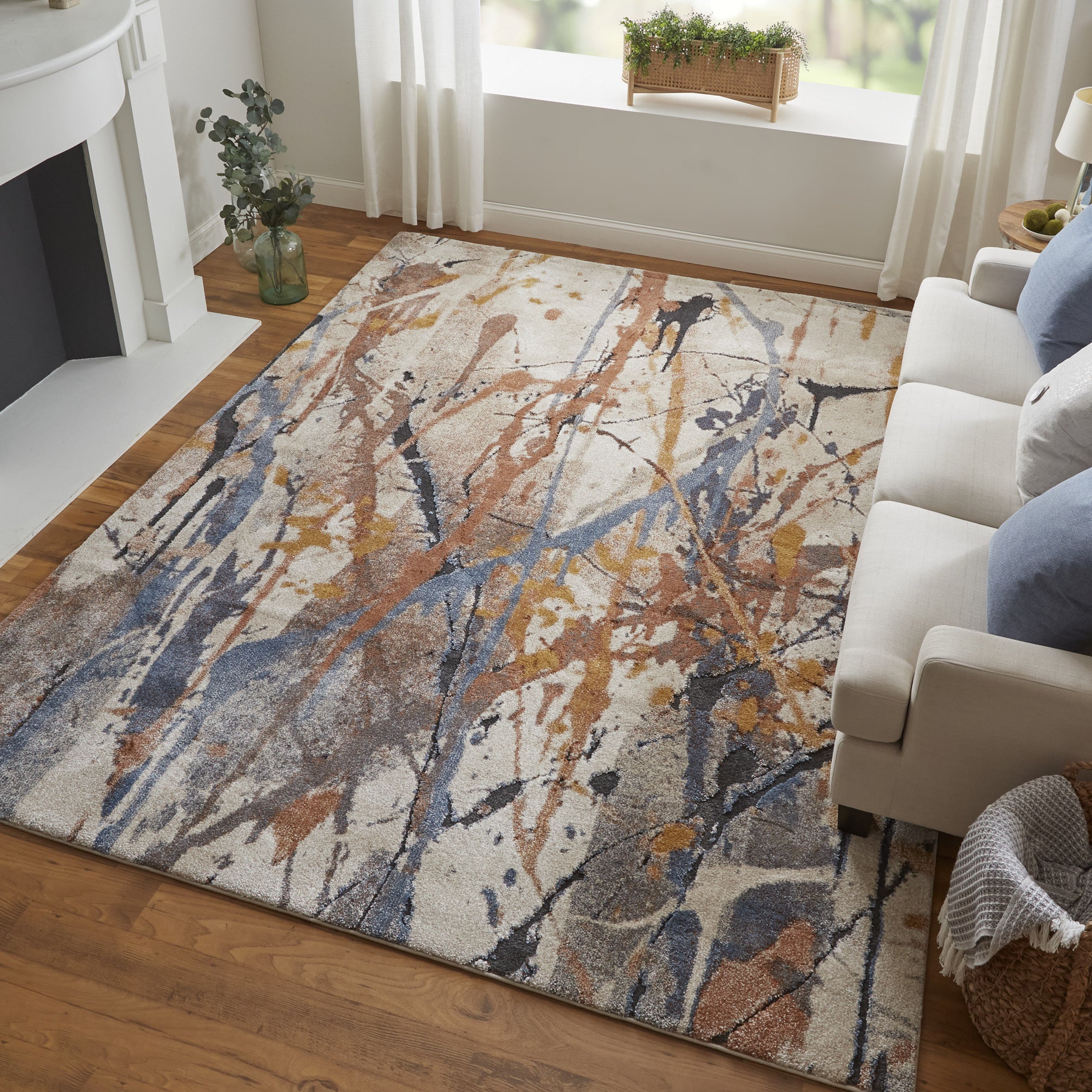 Multi-Color Paint Splat Area Rug