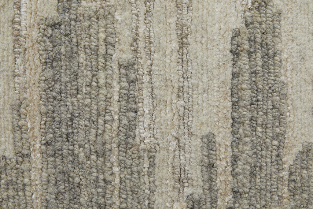 Gray and Ivory Jagged Wool Rug