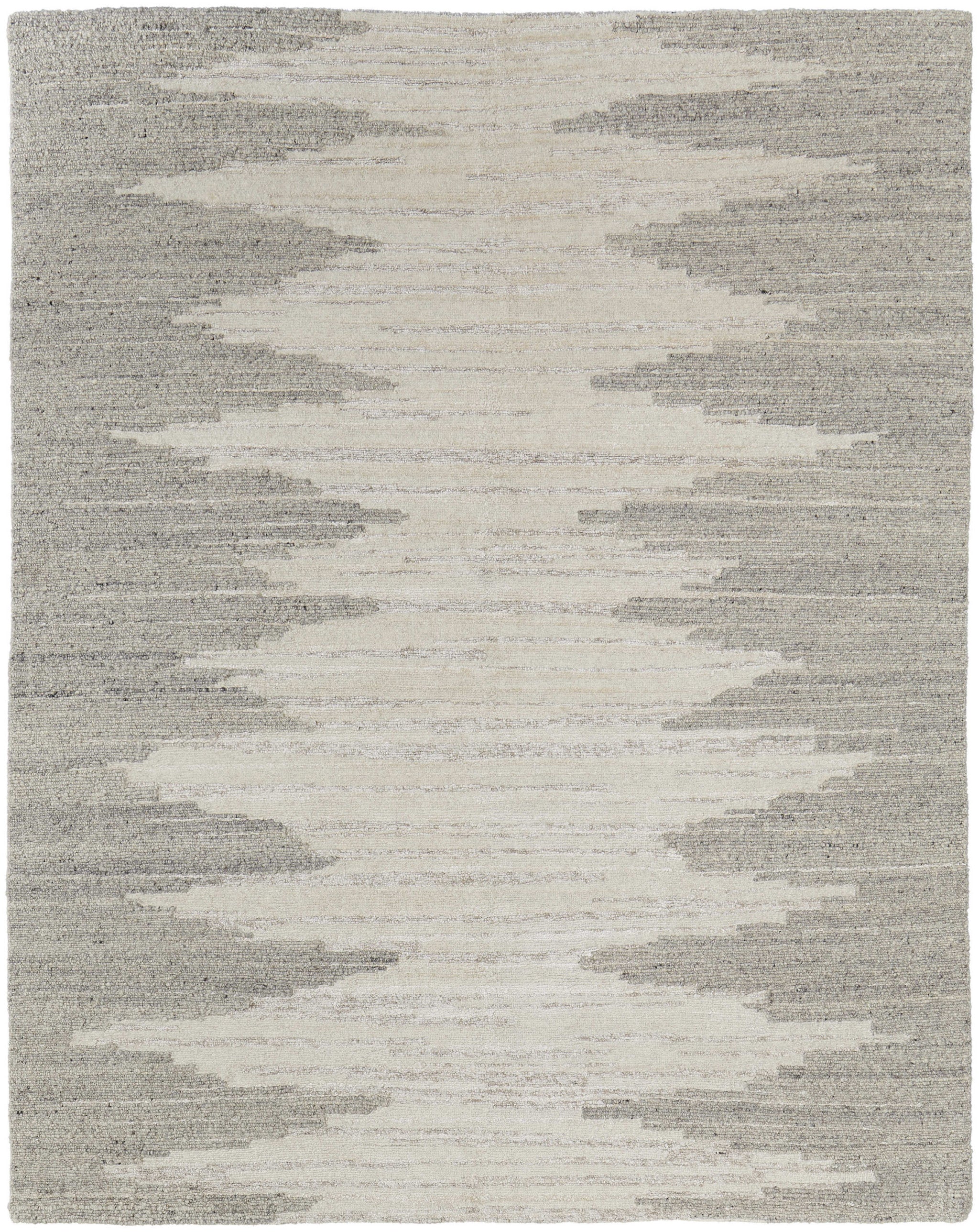 Gray and Ivory Jagged Wool Rug