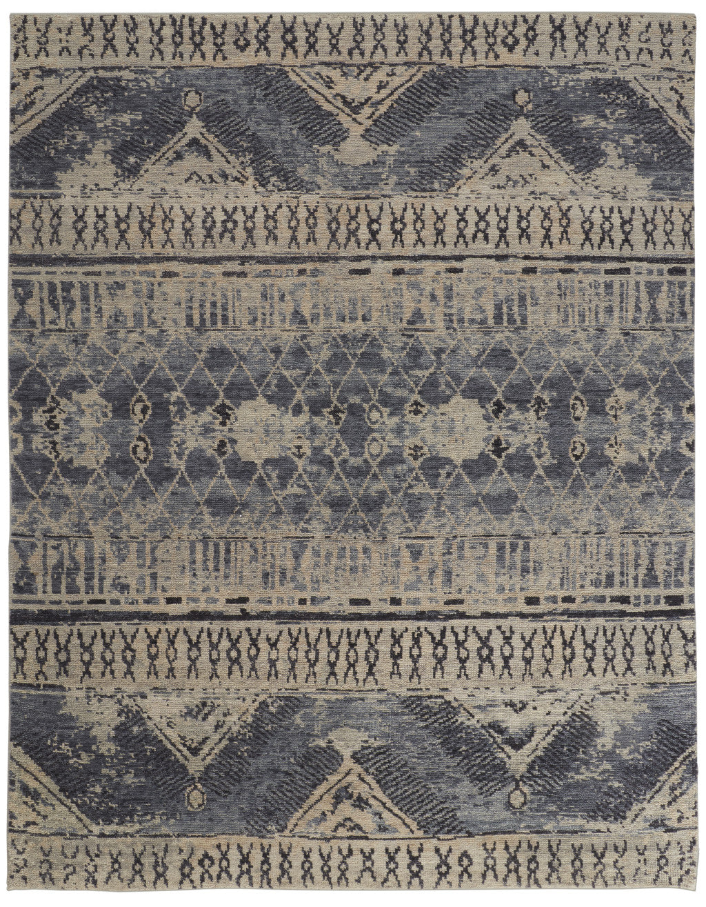 Gray, Blue, and Beige Lodge Rug