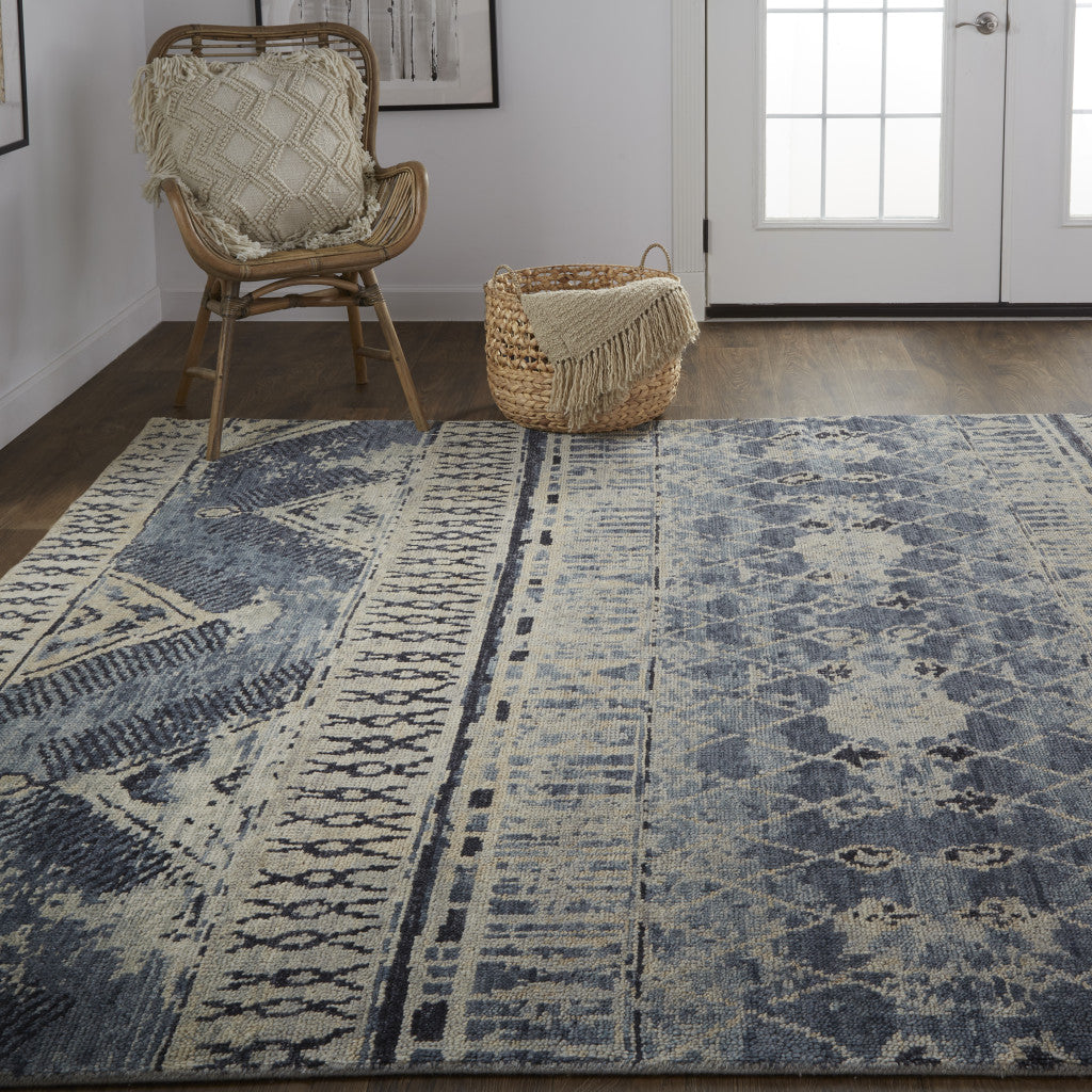 Gray, Blue, and Beige Lodge Rug