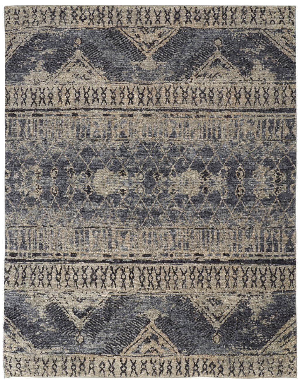 Gray, Blue, and Beige Lodge Rug