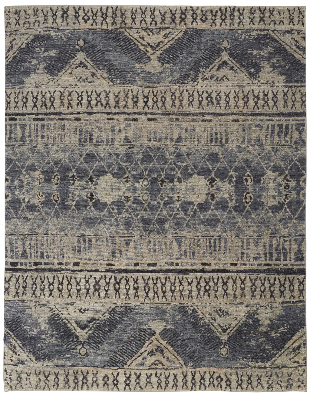 Gray, Blue, and Beige Lodge Rug
