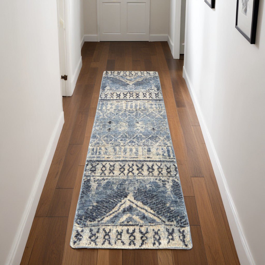 Gray, Blue, and Beige Lodge Rug