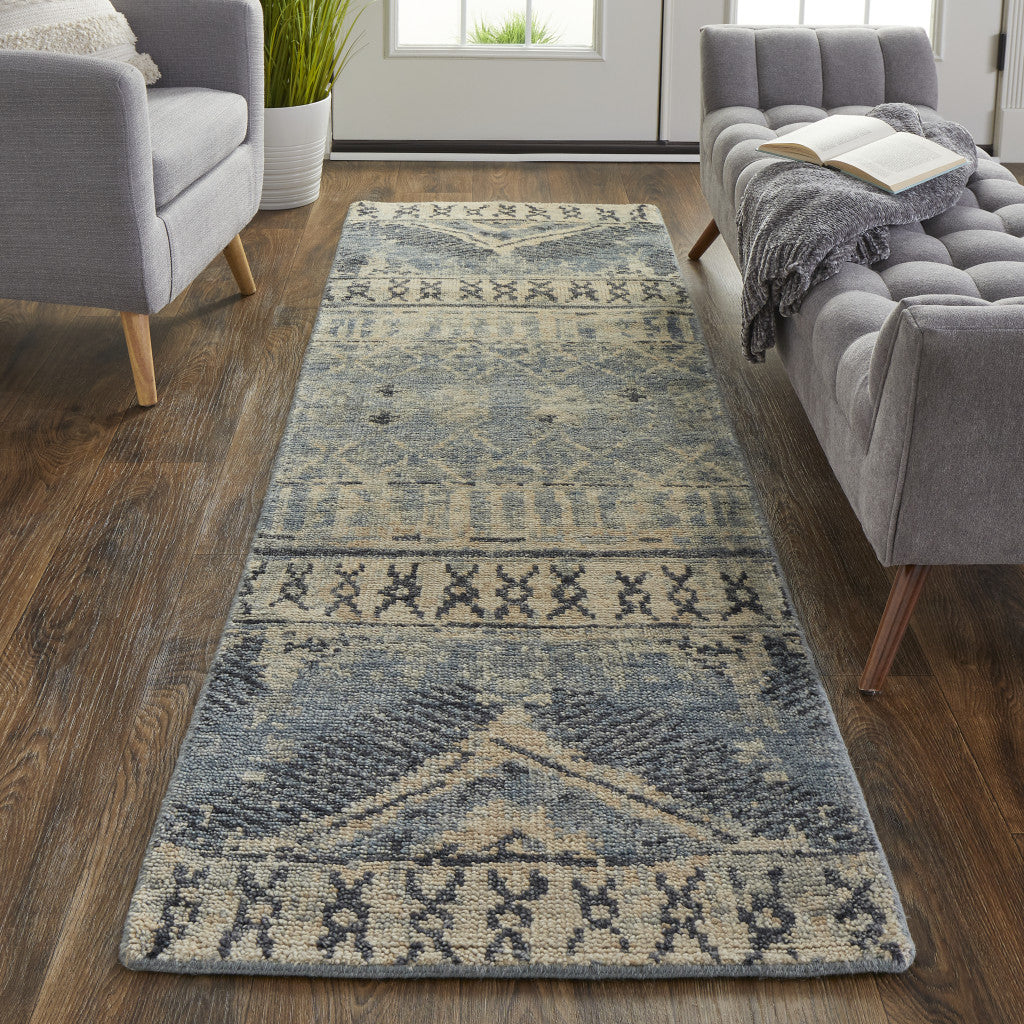 Gray, Blue, and Beige Lodge Rug