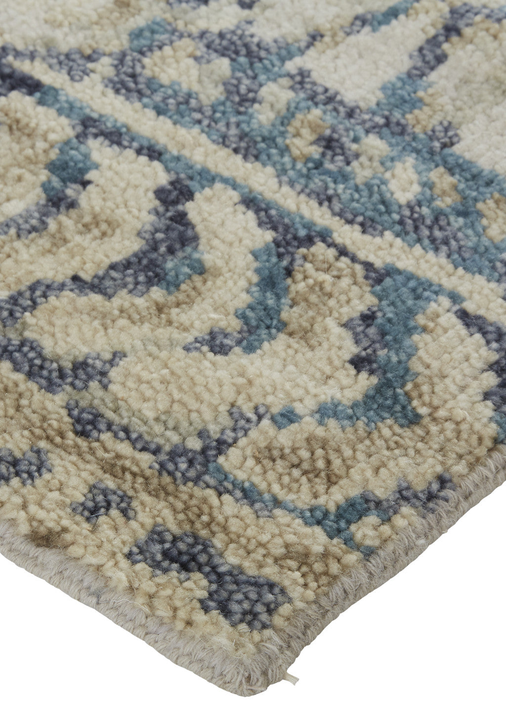 Beige, Blue, and Gray Lodge Rug