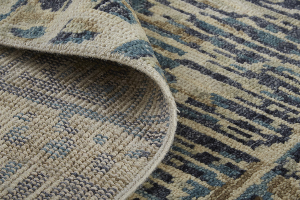 Beige, Blue, and Gray Lodge Rug