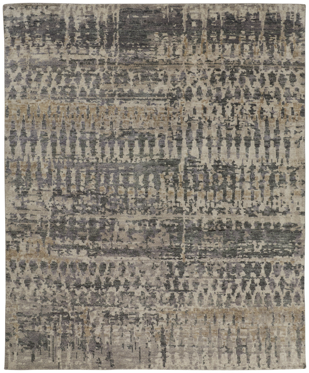 Beige, Blue, and Gray Abstract Hand Knotted Rug