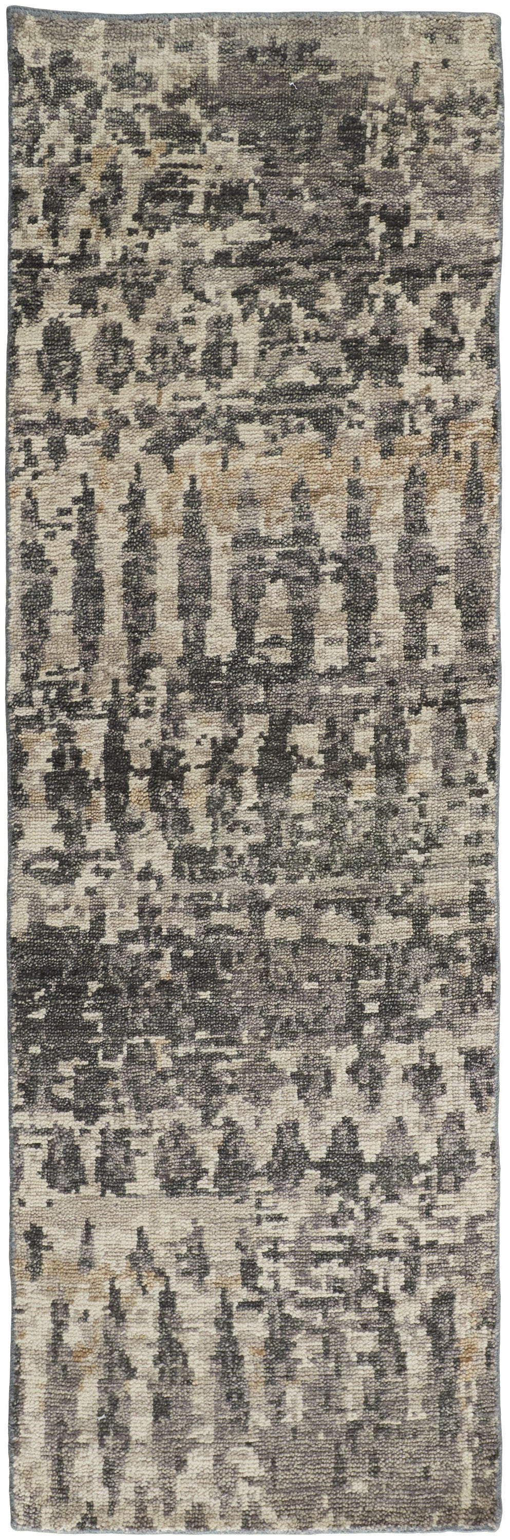 Beige, Blue, and Gray Abstract Hand Knotted Rug