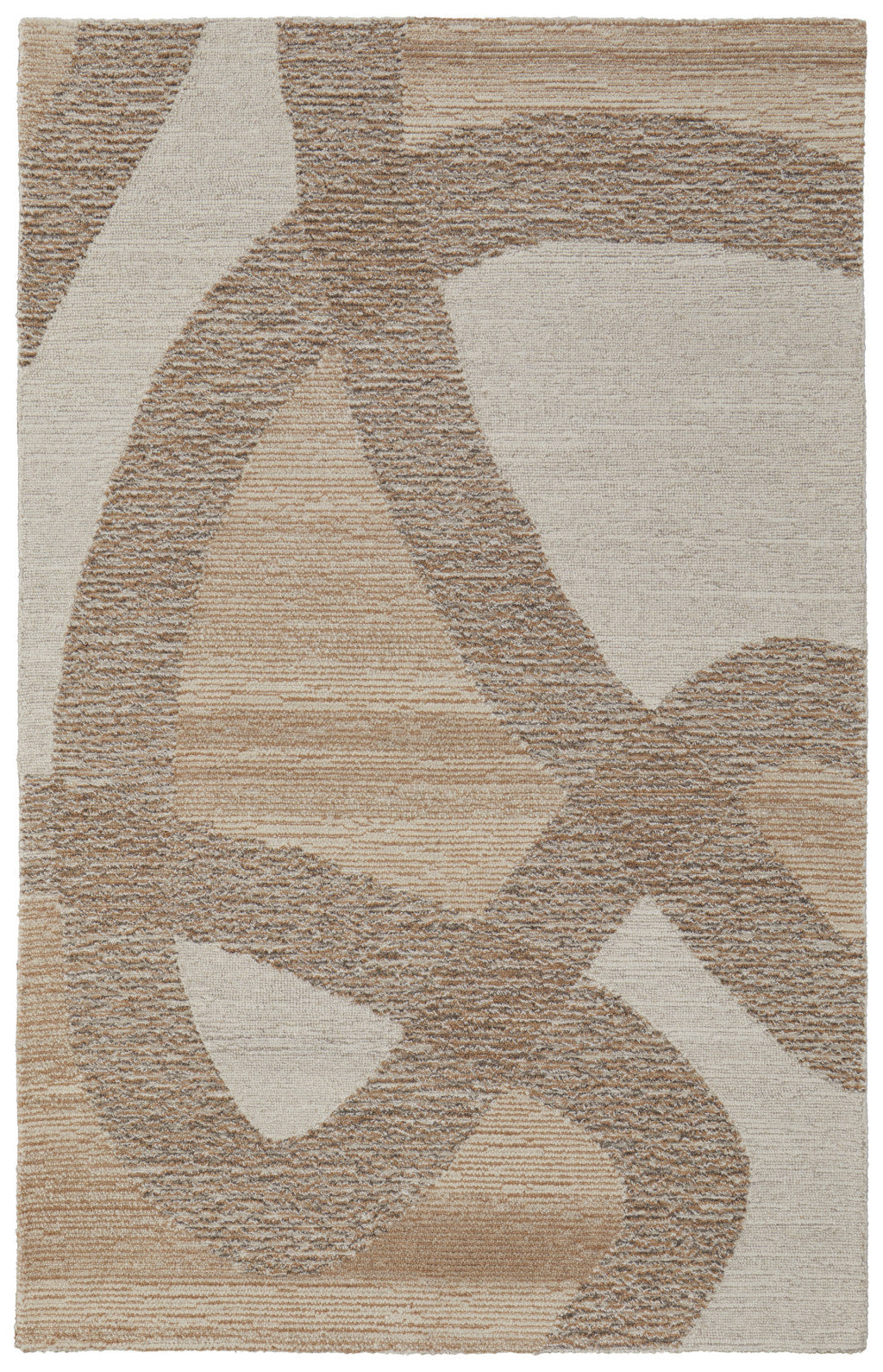 Brown and Tan Abstract Track Rug