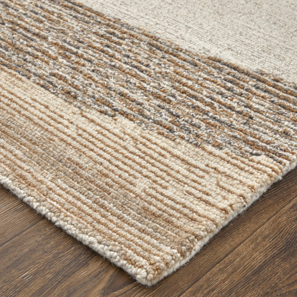 Brown and Tan Abstract Track Rug