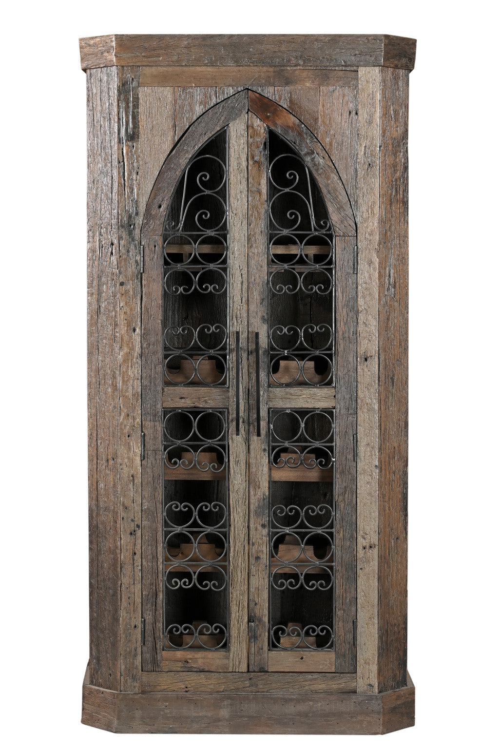 36" Brown Wood Arch Wine Cabinet