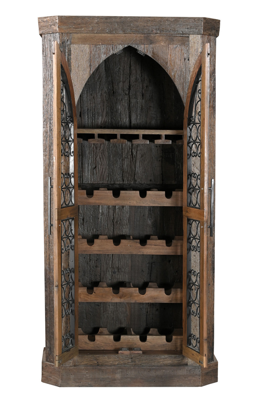 36" Brown Wood Arch Wine Cabinet