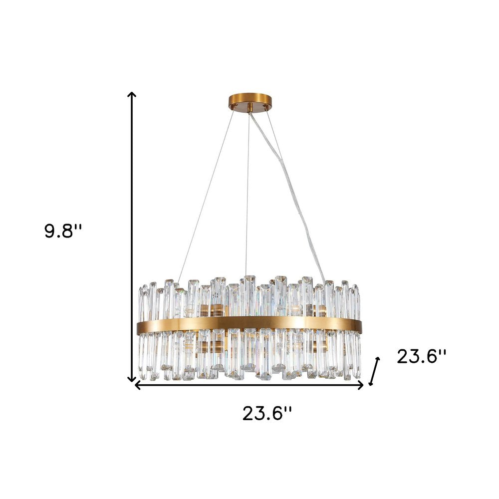 24" Gold Band and Glass Art Deco Chandelier