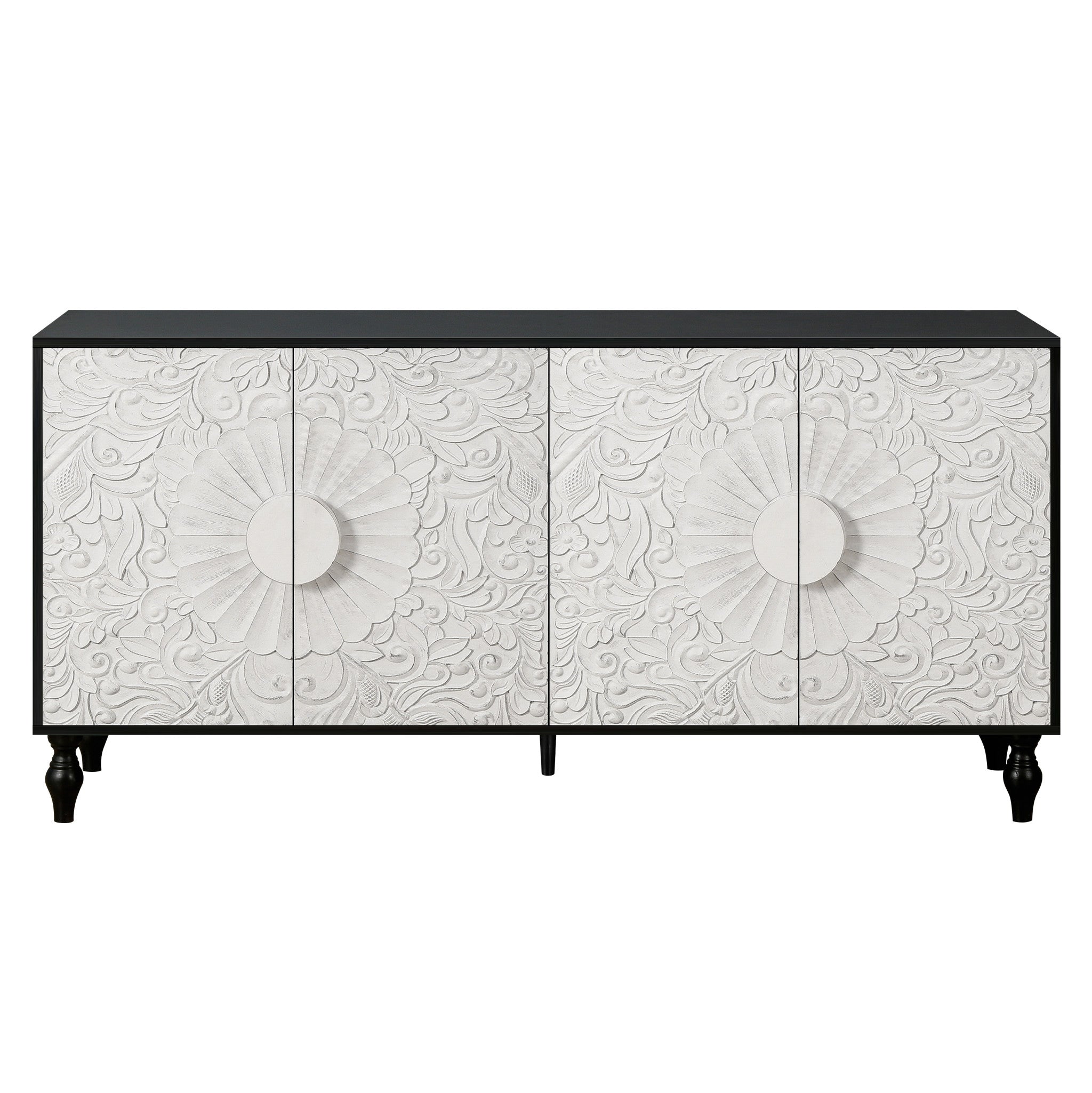 68" Wood Floral Sideboard