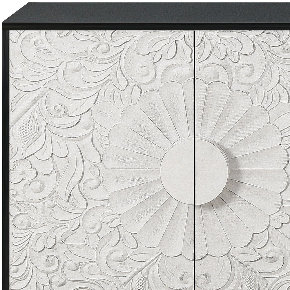 68" Wood Floral Sideboard