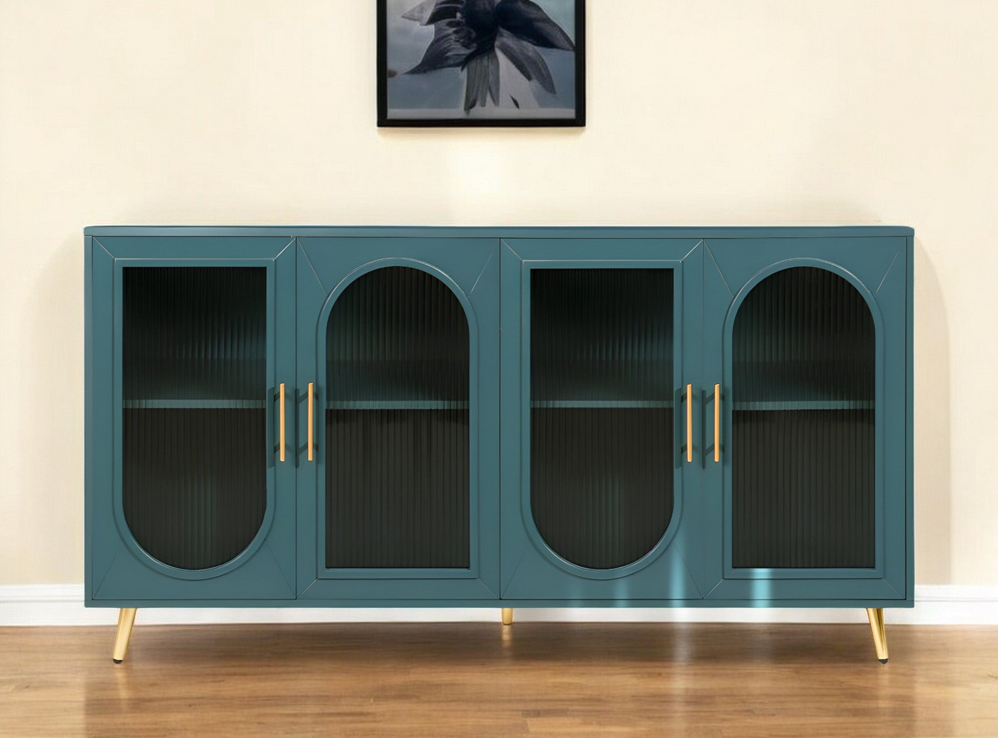 60" Wood Mid-Century Arches Sideboard