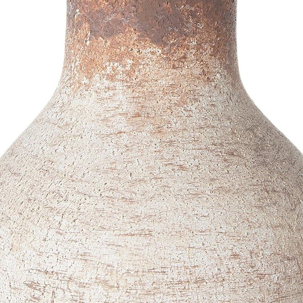 8" Ivory and Brown Faded Round Table Vase
